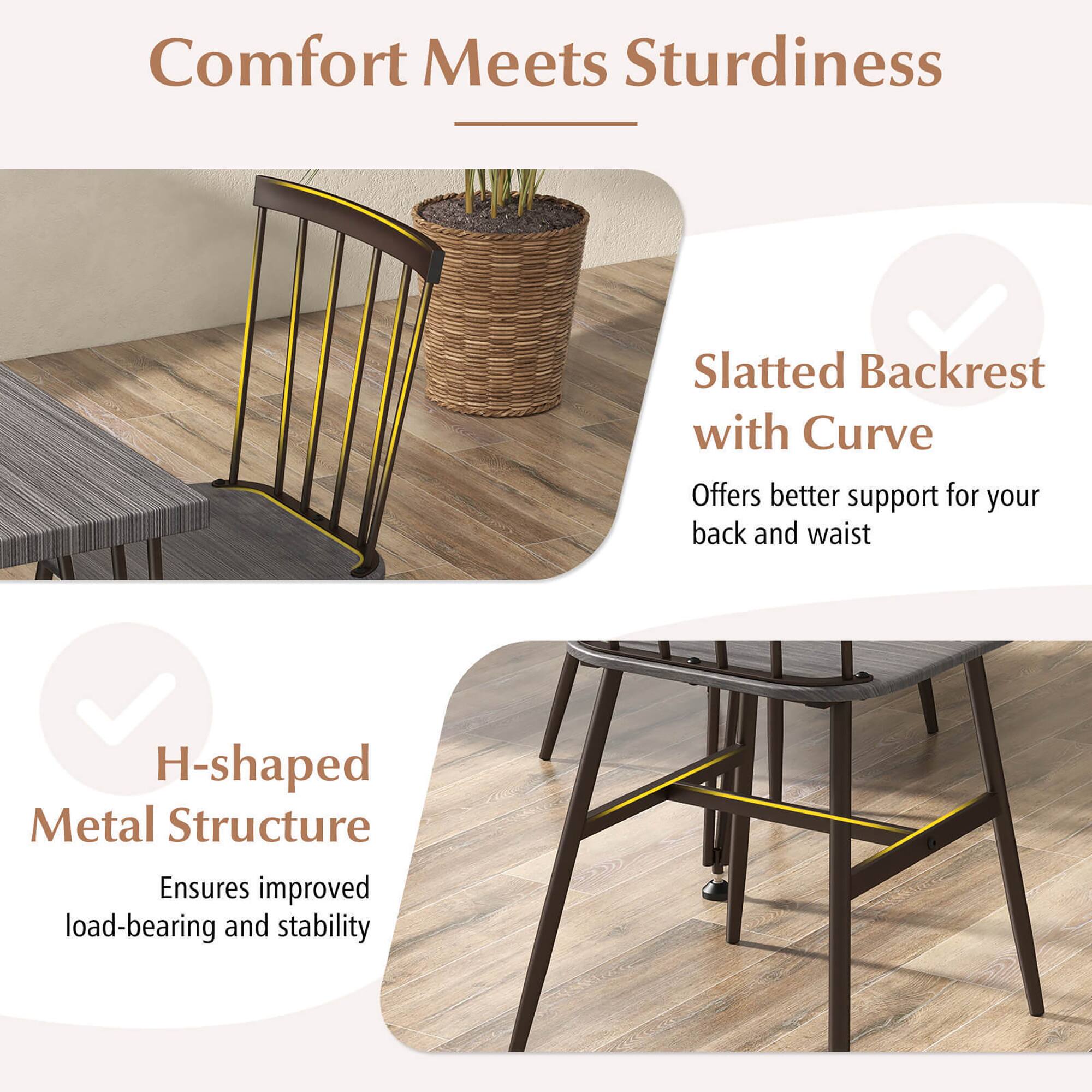 Comfort Meets Sturdiness

- Slatted Backrest with Curve
  - Offers better support for your back and waist

- H-shaped Metal Structure
  - Ensures improved load-bearing and stability