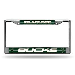 Rico Industries - Milwaukee Bucks NBA Sparkly Glitter Bling Look Chrome License Plate Frame - Multi