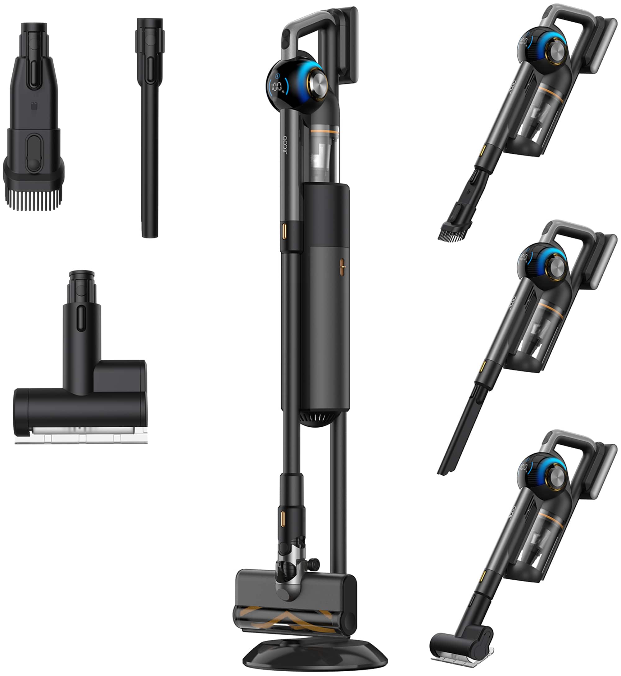 Front. JIGOO - V700 Station Cordless Vacuum Cleaner w/ Auto-Empty System, HEPA Filter, 215AW Suction, for Hard Floor, Carpet & Pet Hair - Black.