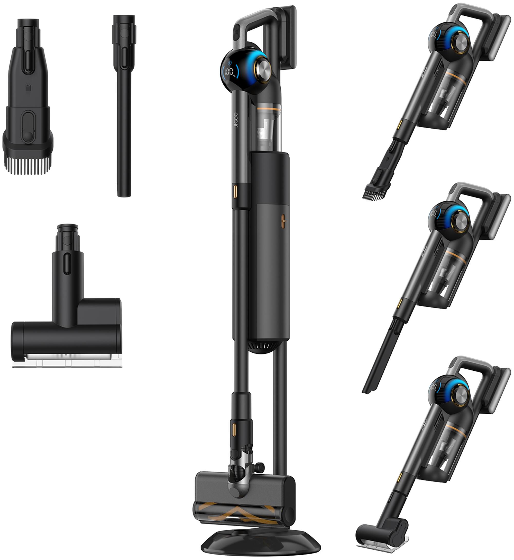 Front. JIGOO - V700 Station Cordless Vacuum Cleaner w/ Auto-Empty System, HEPA Filter, 215AW Suction, for Hard Floor, Carpet & Pet Hair - Black.