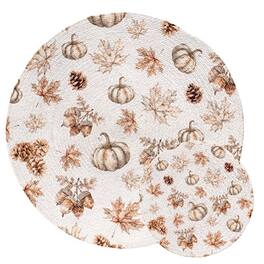 BreeBe - 2/Set - Rooted In Nature Placemat & Trivet - White, Brown, Cream