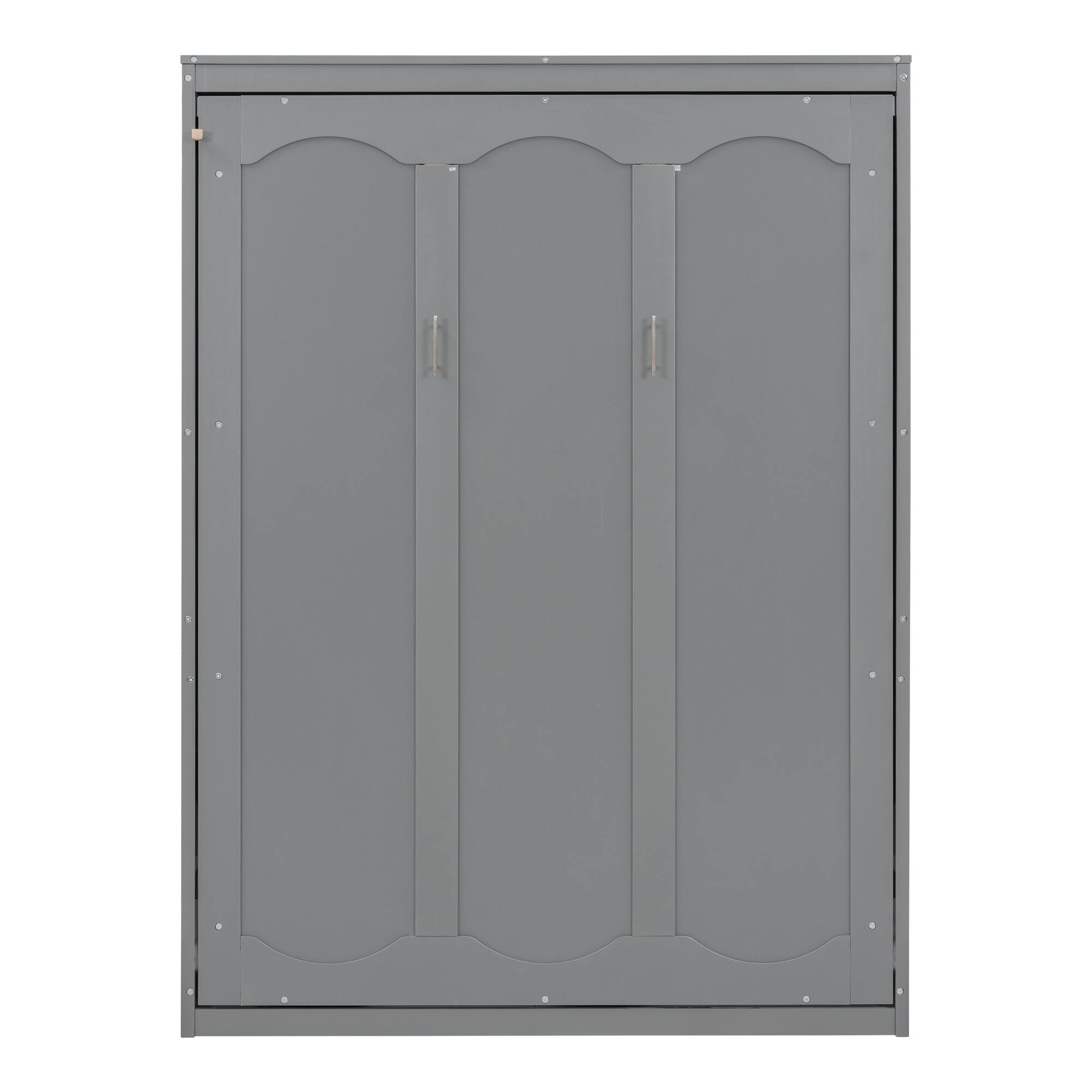 Alt View 2. Tiramisubest - Full Size Murphy Bed with Shelves, Gray, Solid Wood + MDF, Space-Saving - Gray.