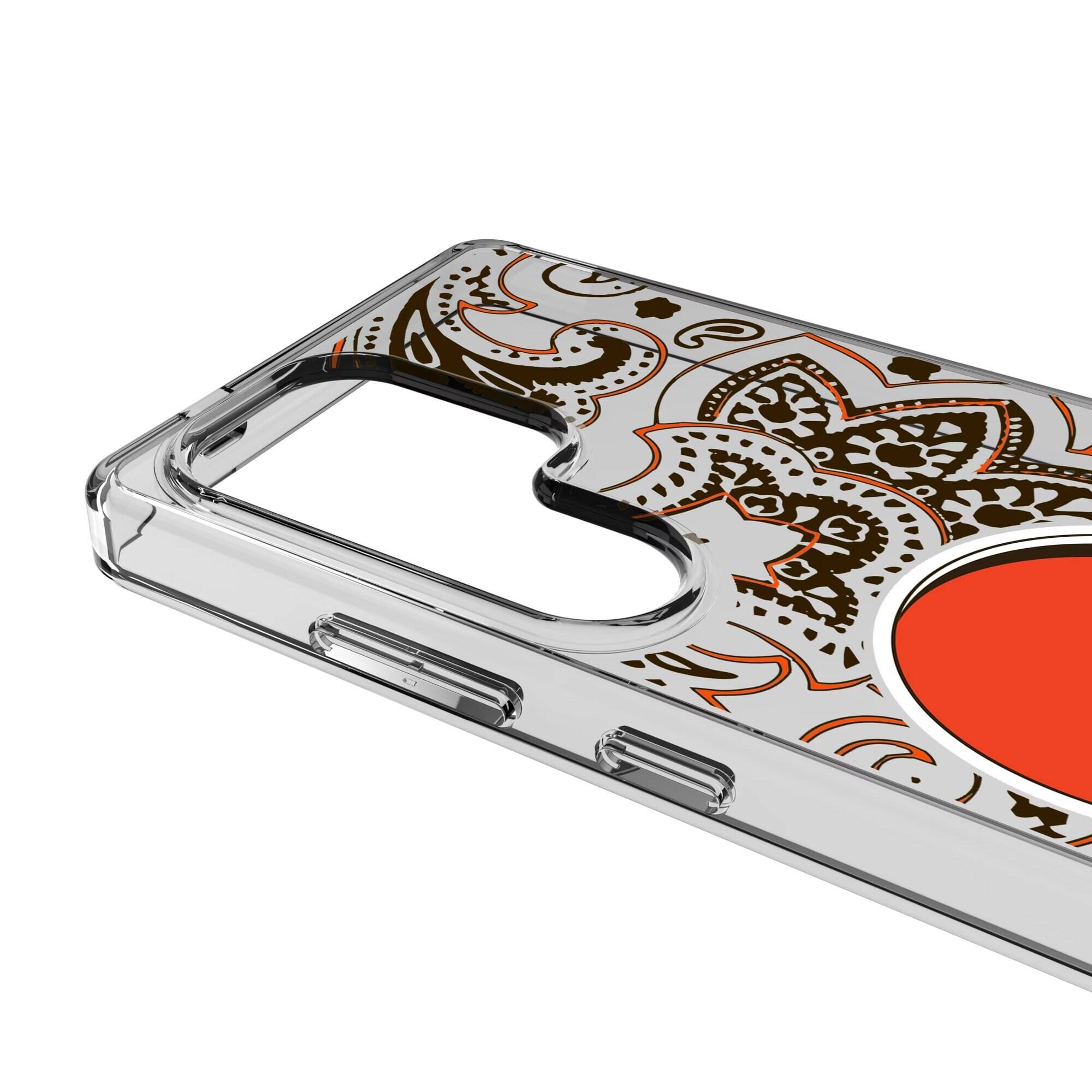 Alt View 2. Keyscaper - Cleveland Browns Galaxy Clear Paisley Design Case - S22 - Multicolor.