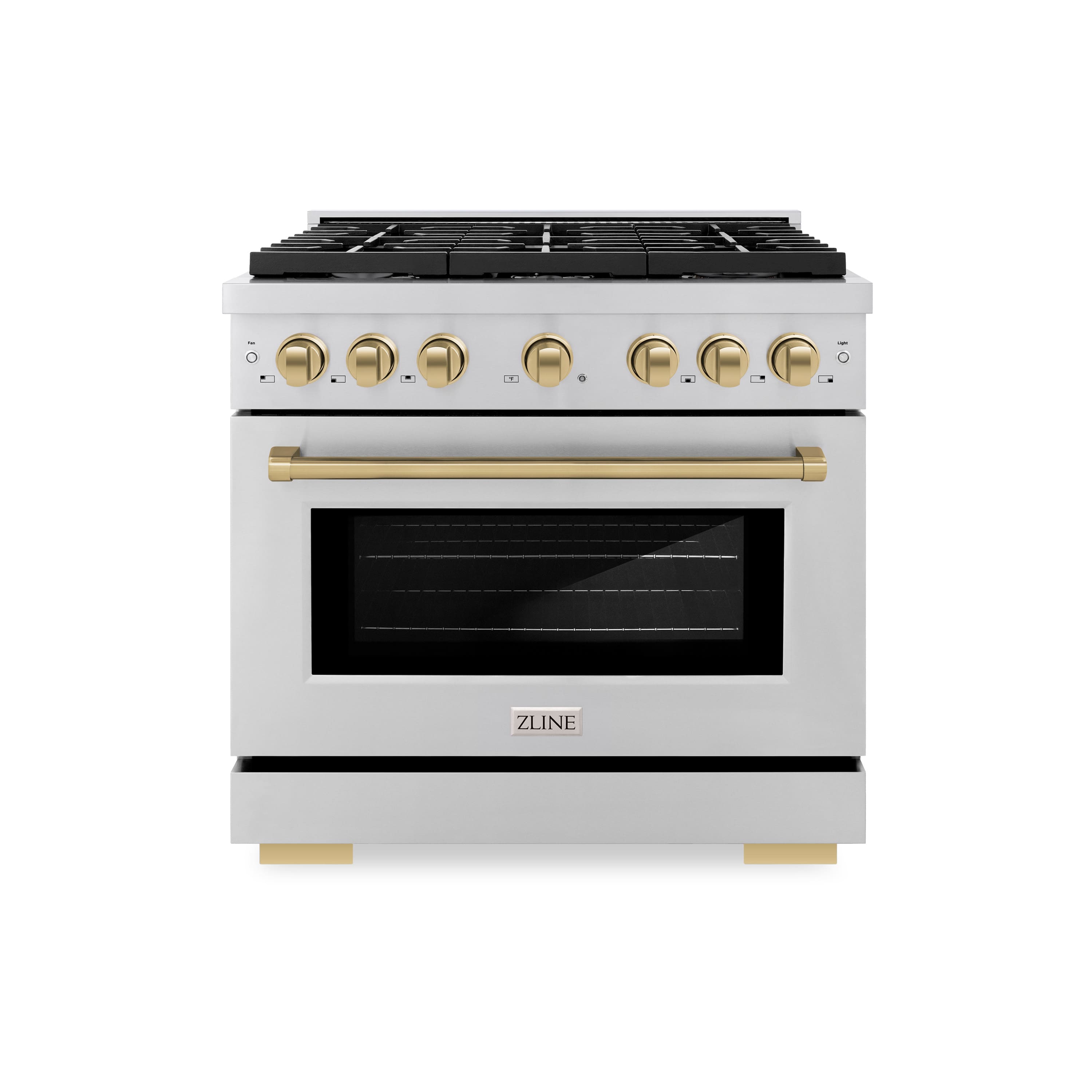 Front. ZLINE - Autograph 36 in. 5.2 cu. ft. Freestanding Paramount Gas Range with 6 Gas Burners in Stainless Steel and Bronze Accents - Stainless Steel.