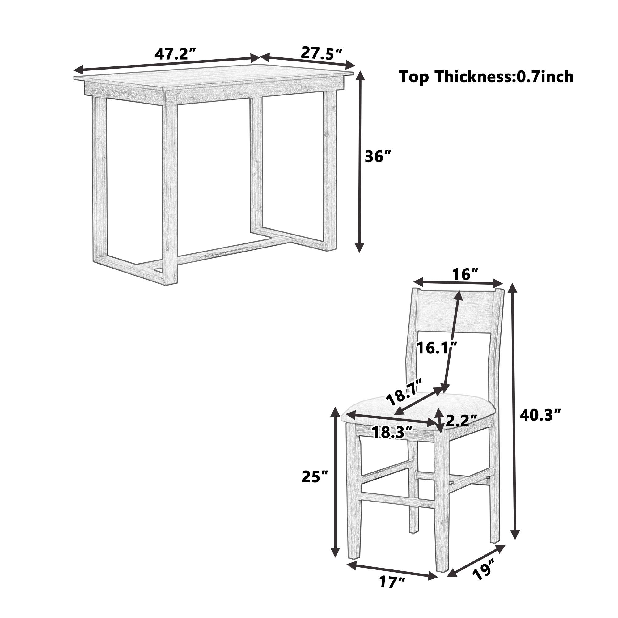47.2" x 27.5"  
Top Thickness: 0.7 inch  
36"  
16"  
16.1"  
18.7"  
2.2"  
18.3"  
40.3"  
25"  
17"  
19"
