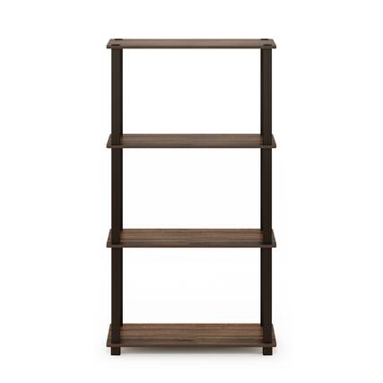 Front. Furinno - Turn-S-Tube 4-Tier Multipurpose Shelf Display Rack with Square Tube, Walnut/Brown - Walnut/Brown.