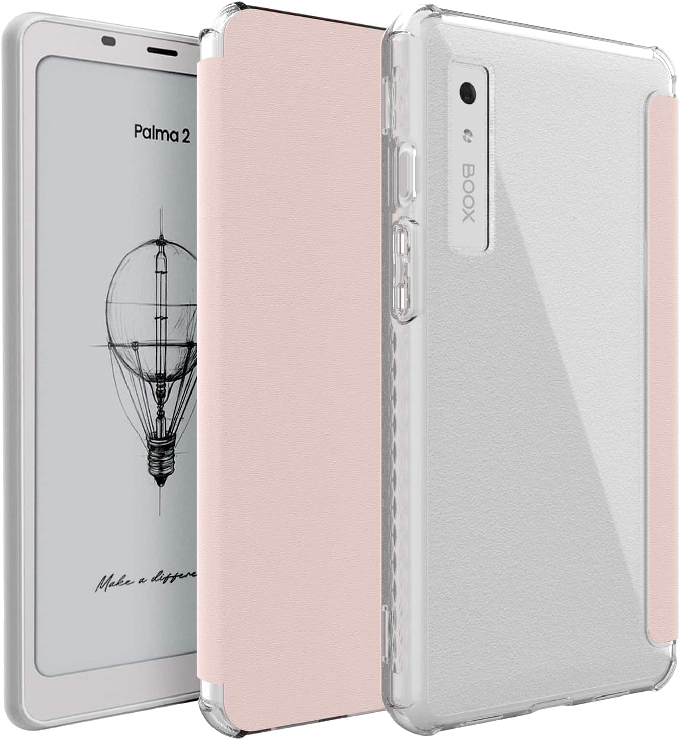 TUDIA - SKN FLIP V2 Designed for Onyx Boox Palma 2 Case [DO NOT FIT Palma 2 PRO] - Clear Pink