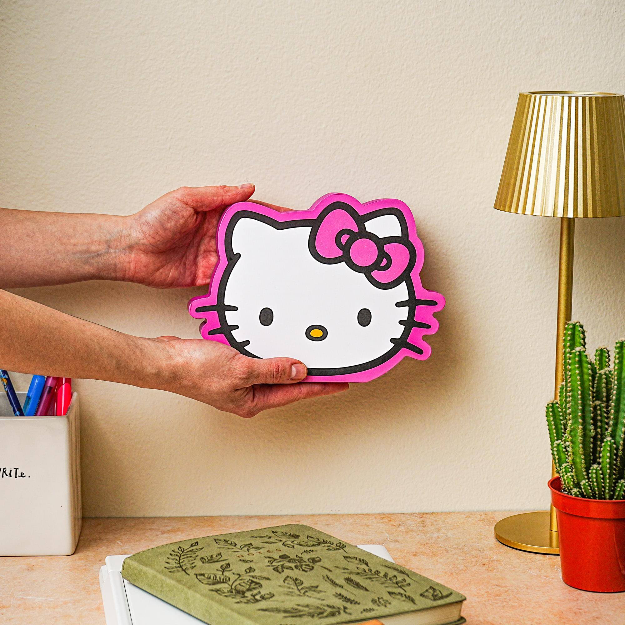 Alt View 3. Silver Buffalo - Sanrio Hello Kitty Glitter Bow Die-Cut Wooden Wall Art | 6 x 8 Inches - White.