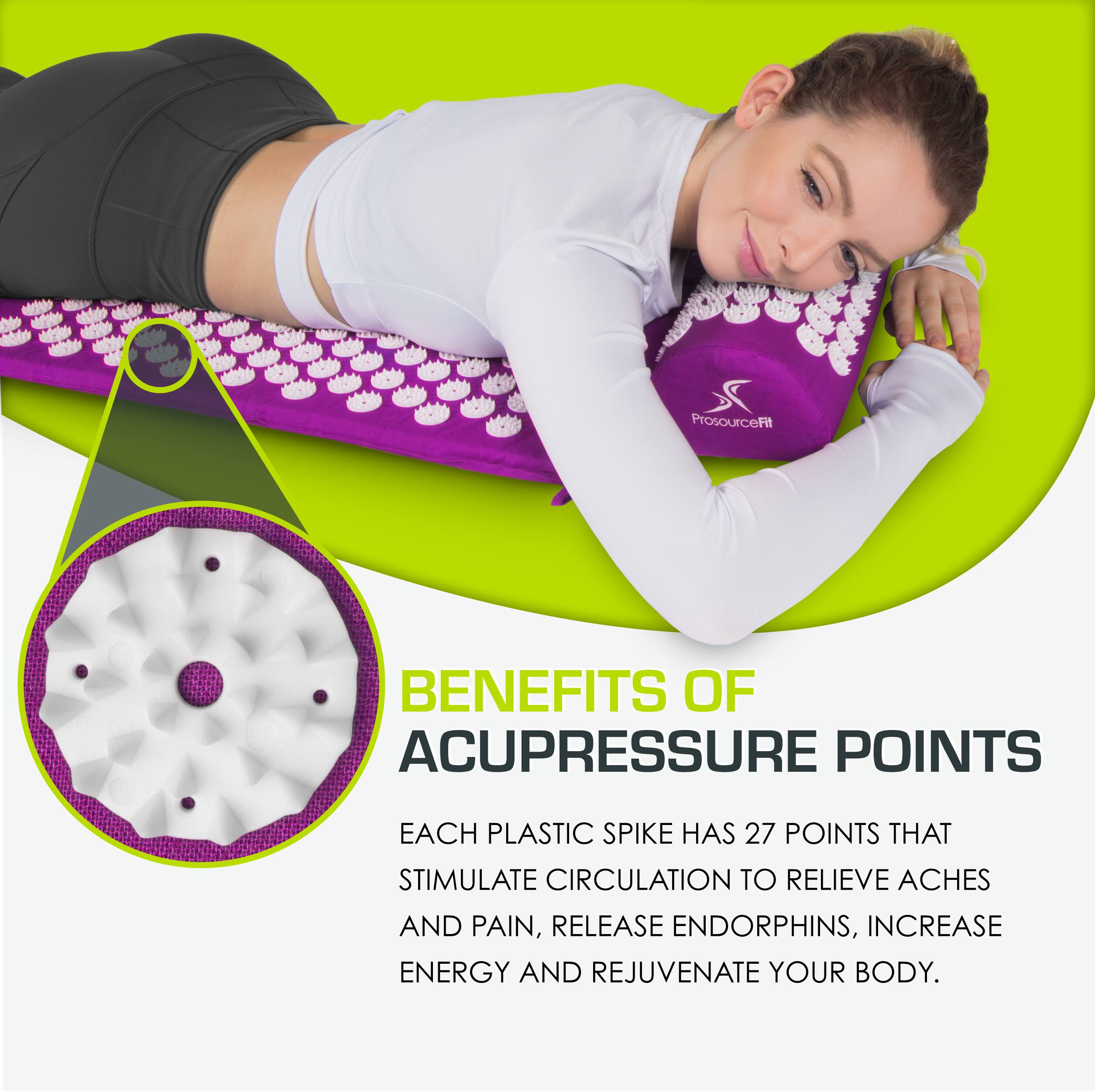 BENEFITS OF ACUPRESSURE POINTS

EACH PLASTIC SPIKE HAS 27 POINTS THAT STIMULATE CIRCULATION TO RELIEVE ACHES AND PAIN, RELEASE ENDORPHINS, INCREASE ENERGY AND REJUVENATE YOUR BODY.