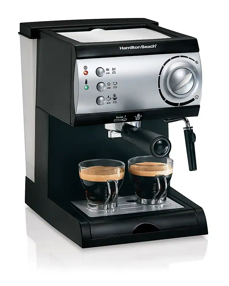 Hamilton Beach Espresso Maker with Milk Frother/Milk Steamer Black ...