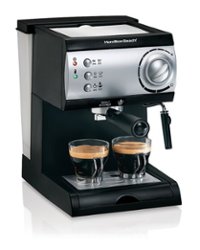 Hamilton Beach - Espresso Maker with Milk Frother/Milk Steamer - BLACK - Front_Zoom