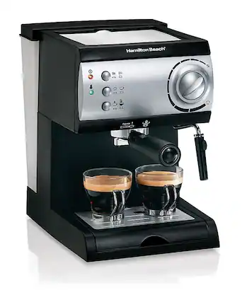 Front. Hamilton Beach - Espresso Maker with Milk Frother/Milk Steamer - BLACK.
