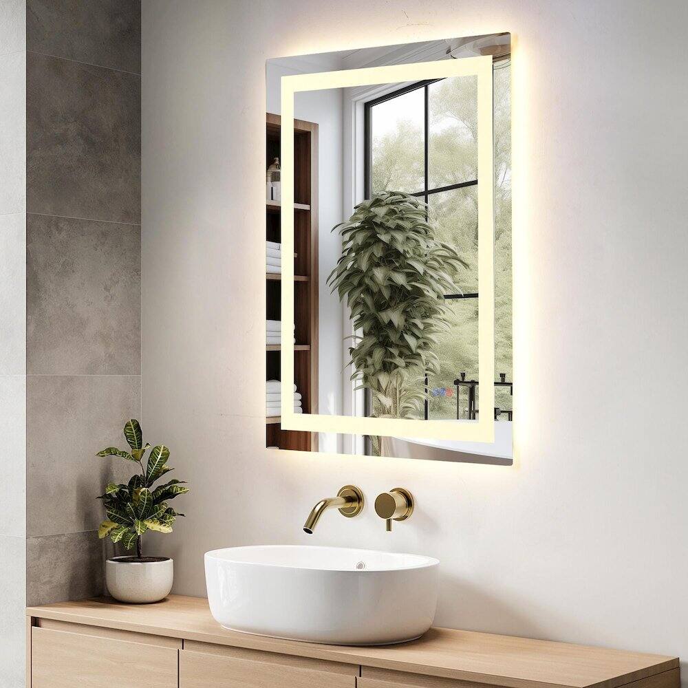 Alt View 10. Elegant Kitchen and Bath - Riven 36X27 Led Mirror, Adjustable Color 3000K/4200K/6400K - White.
