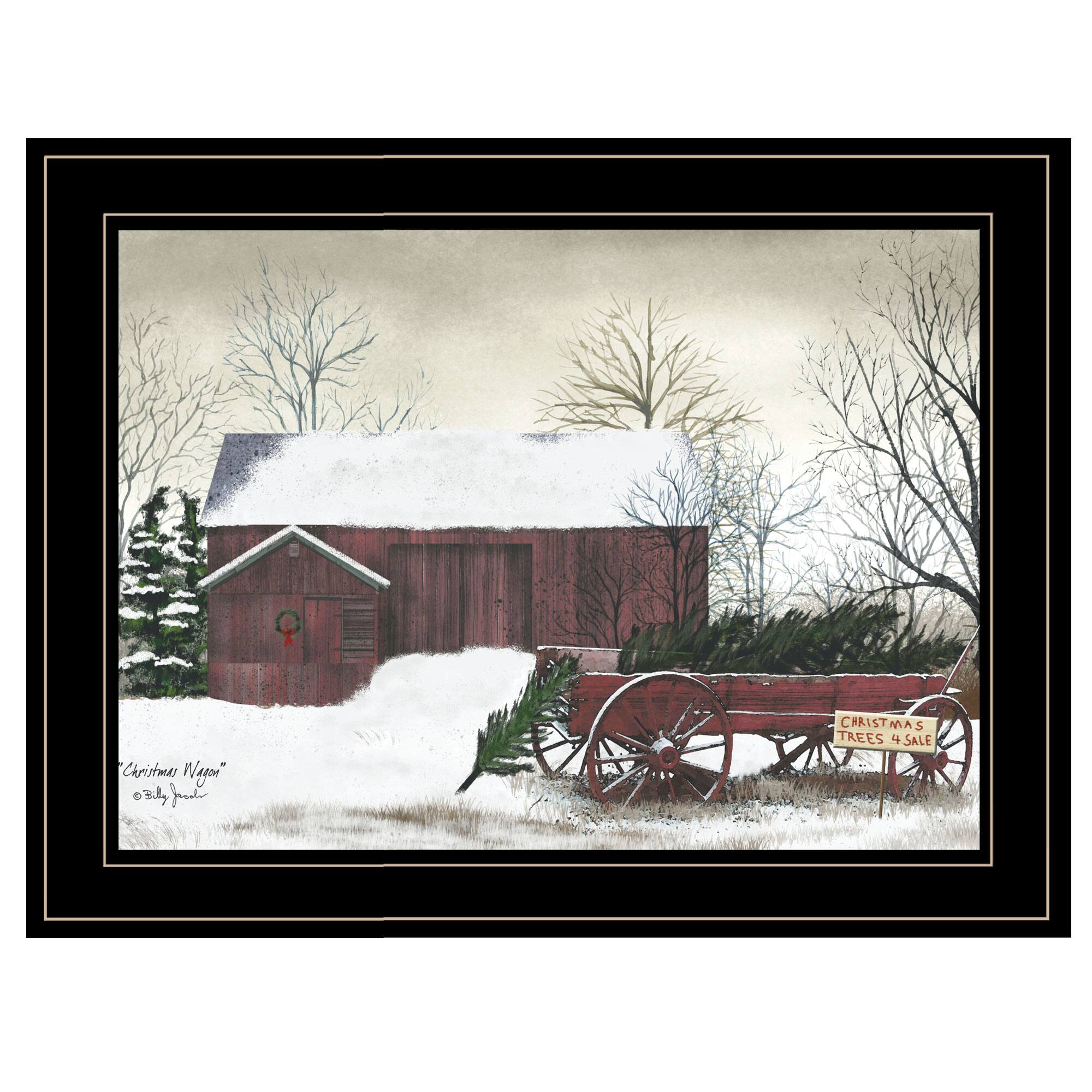 Front. TinyHomie - Christmas Wagon Billy Jacobs Ready to Hang Framed Print Black Frame - white.