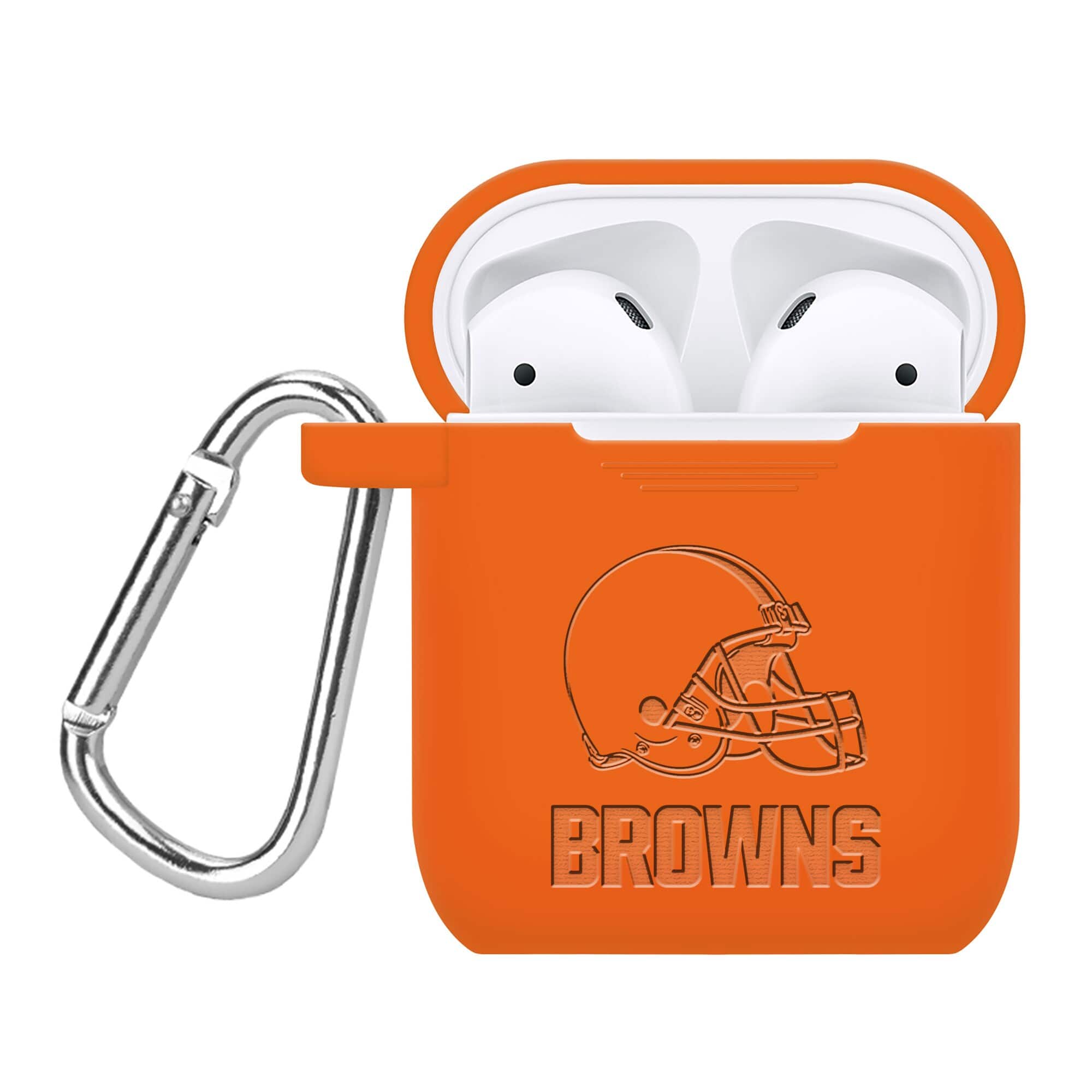 Front. Artinian - Cleveland Browns Debossed Silicone AirPods Case Cover - No Size - Multicolor.