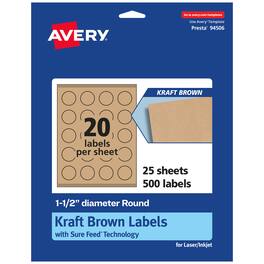 Avery - Kraft Round Labels, 1.5" diameter, 500 Labels - Brown