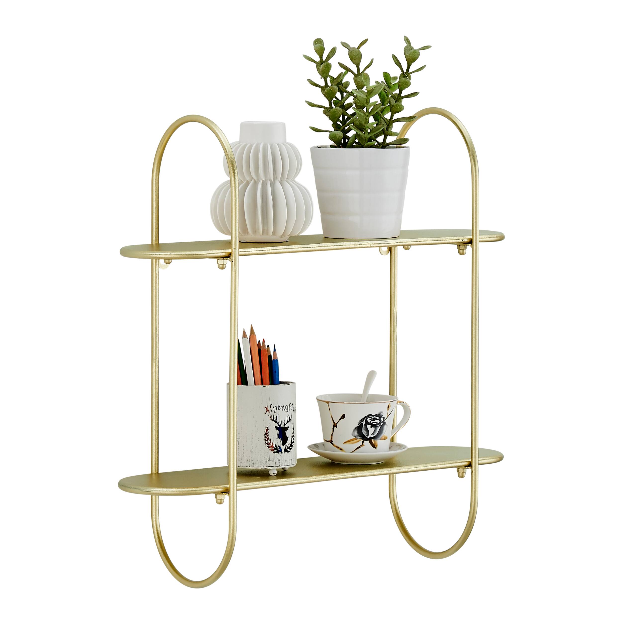 Alt View 4. Danya B - Two-Tier Gold Metal Bracket Wall Shelf - Gold.