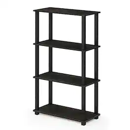 Furinno - Turn-S-Tube 4-Tier Multipurpose Shelf Display Rack with Square Tube, Espresso/Black - Espresso/Black