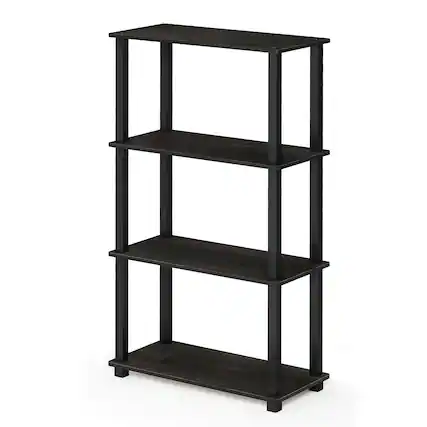 Front. Furinno - Turn-S-Tube 4-Tier Multipurpose Shelf Display Rack with Square Tube, Espresso/Black - Espresso/Black.