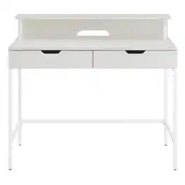 OSP Home Furnishings - Contempo 40" Desk with Shelf hutch - White Oak