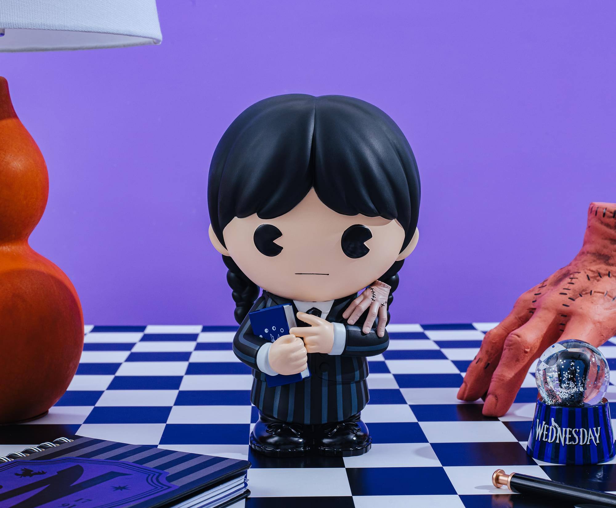 Alt View 2. Monogram - The Addams Family Wednesday With Thing 8 Inch PVC Figural Bank - Black.