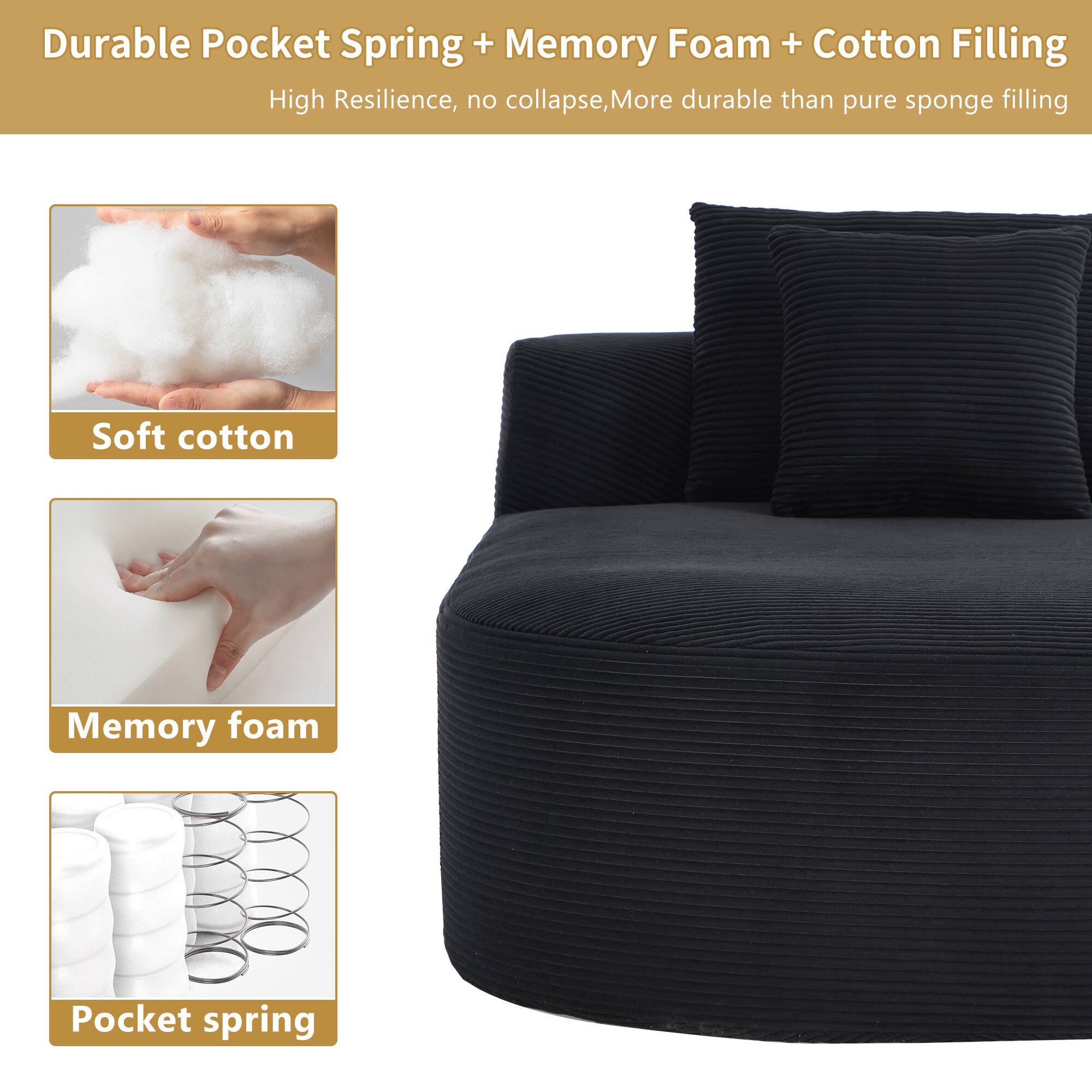 Durable Pocket Spring + Memory Foam + Cotton Filling  
High Resilience, no collapse, More durable than pure sponge filling  

Soft cotton  
Memory foam  
Pocket spring