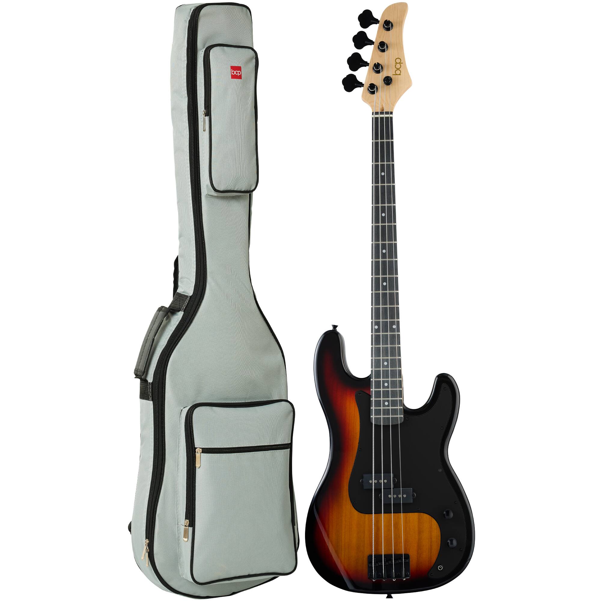 Best Choice Products - Full Size Beginner 4-String Electric Guitar Bass Guitar w/ Padded Case - Sunburst/Black
