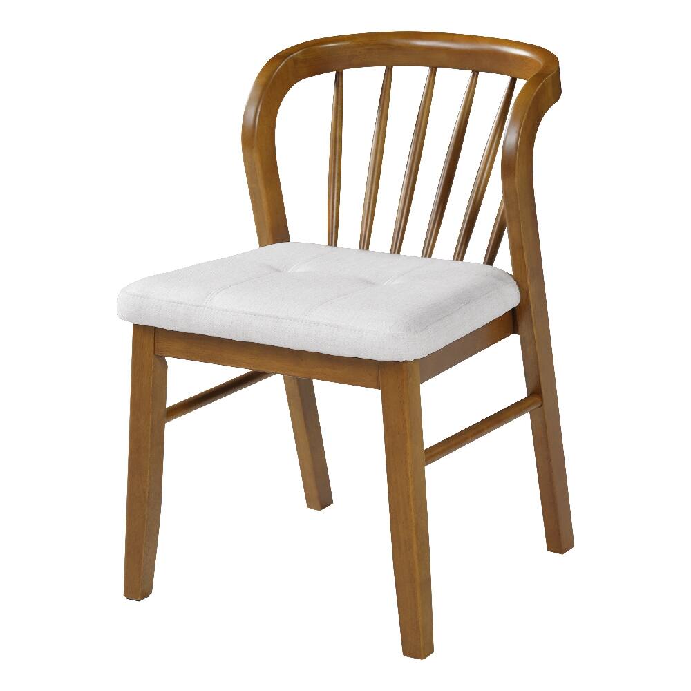 Alt View 2. Loheer - Loheer Mid-Century Modern Rubber Wood Dining Chair Set of 2 Upholstered Seat Walnut Beige - Walnut, Beige.