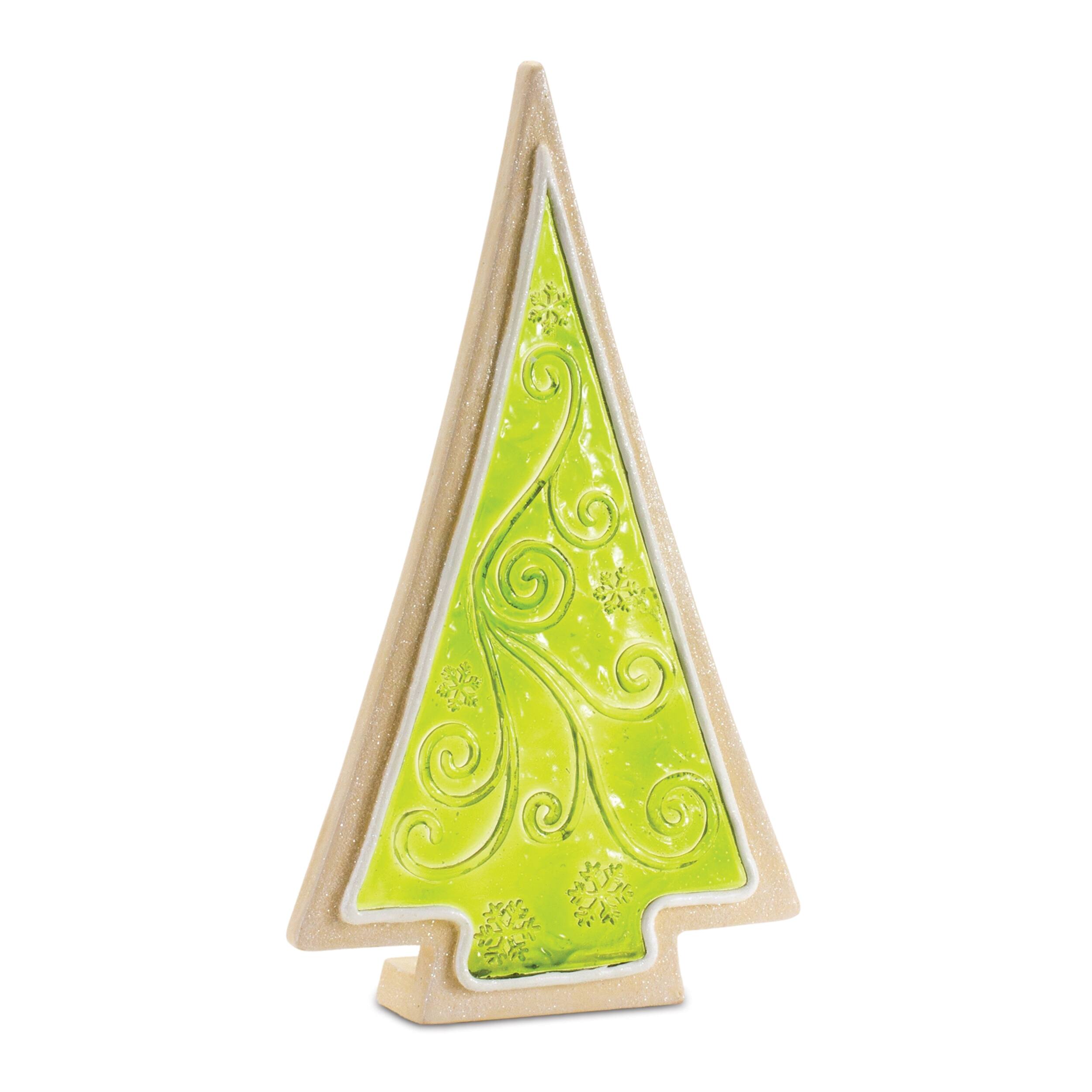 Back. BreeBe - Frosted Cookie Pine Tree (Set of 2) - Green.