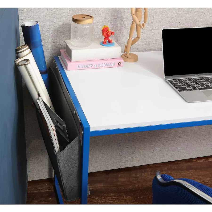 JJS Small Computer Desk Simple Style Writing Desk White/Blue BG3532774 ...