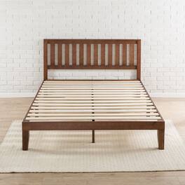 Hivvago - Queen size Mission Style Solid Wood Platform Bed Frame with Headboard - Brown