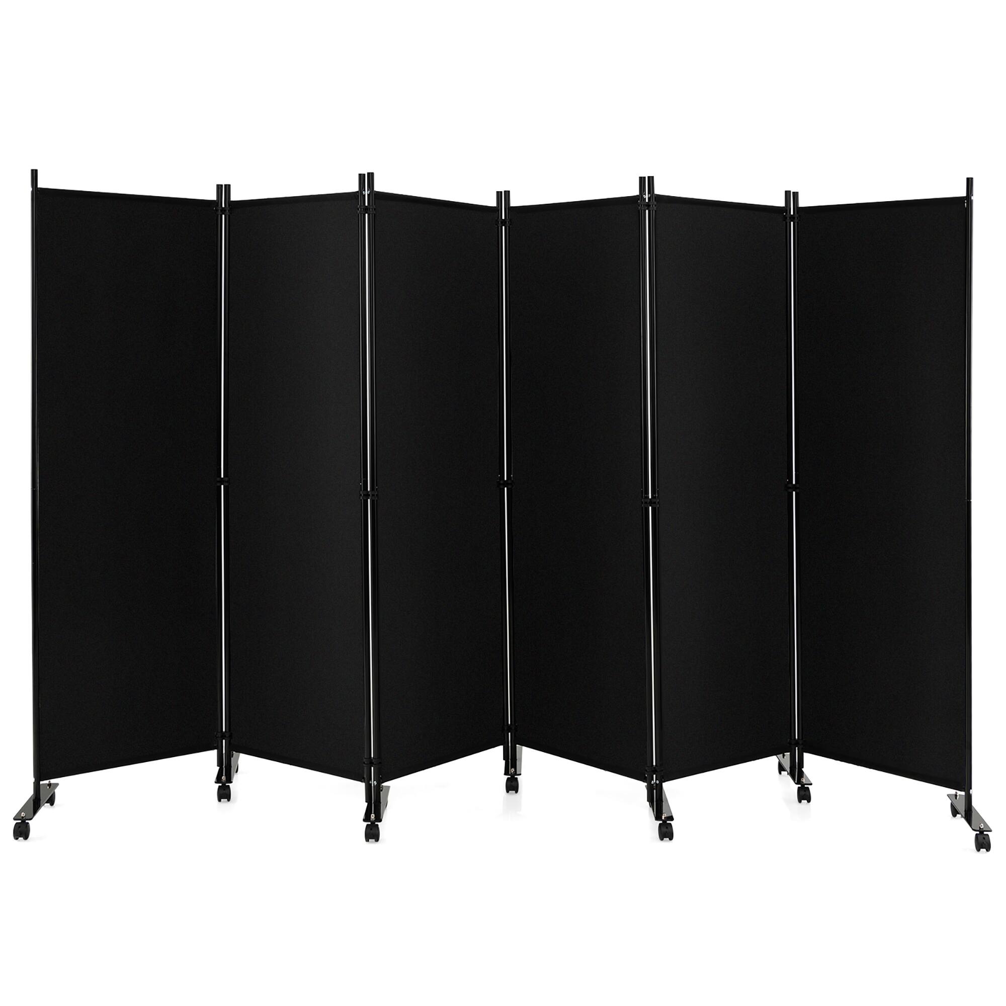 Alt View 9. Costway - Costway 6-Panel Folding Room Divider 6FT Rolling Privacy Screen with Lockable Wheels - Black.