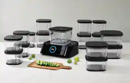Silo - Deep Vacuum Food Storage System with 16 Containers, Built-In Scale and Alexa - Black