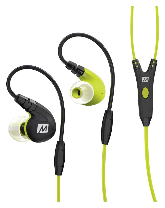 Front. MEE audio - M7P Secure-Fit Earbud Headphones - Green.