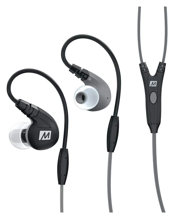 Front. MEE audio - M7P Secure-Fit Earbud Headphones - Black.