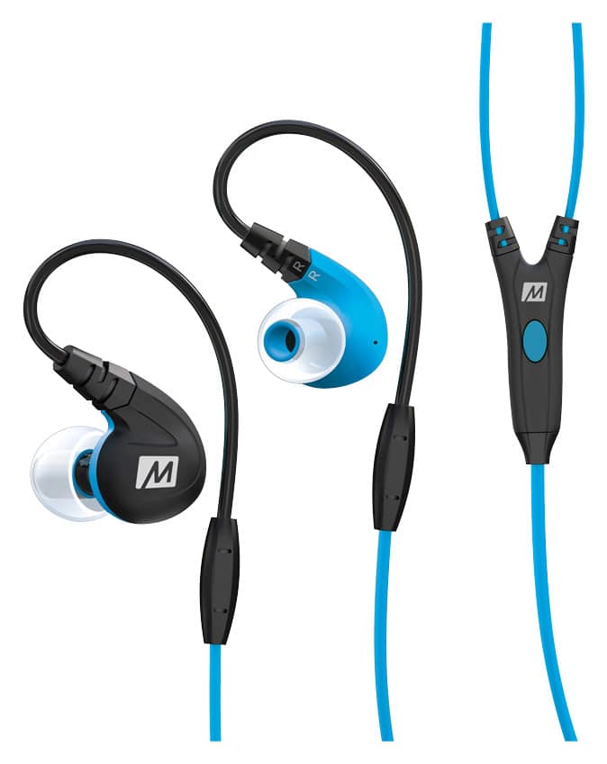 Front. MEE audio - M7P Secure-Fit Earbud Headphones - Blue.