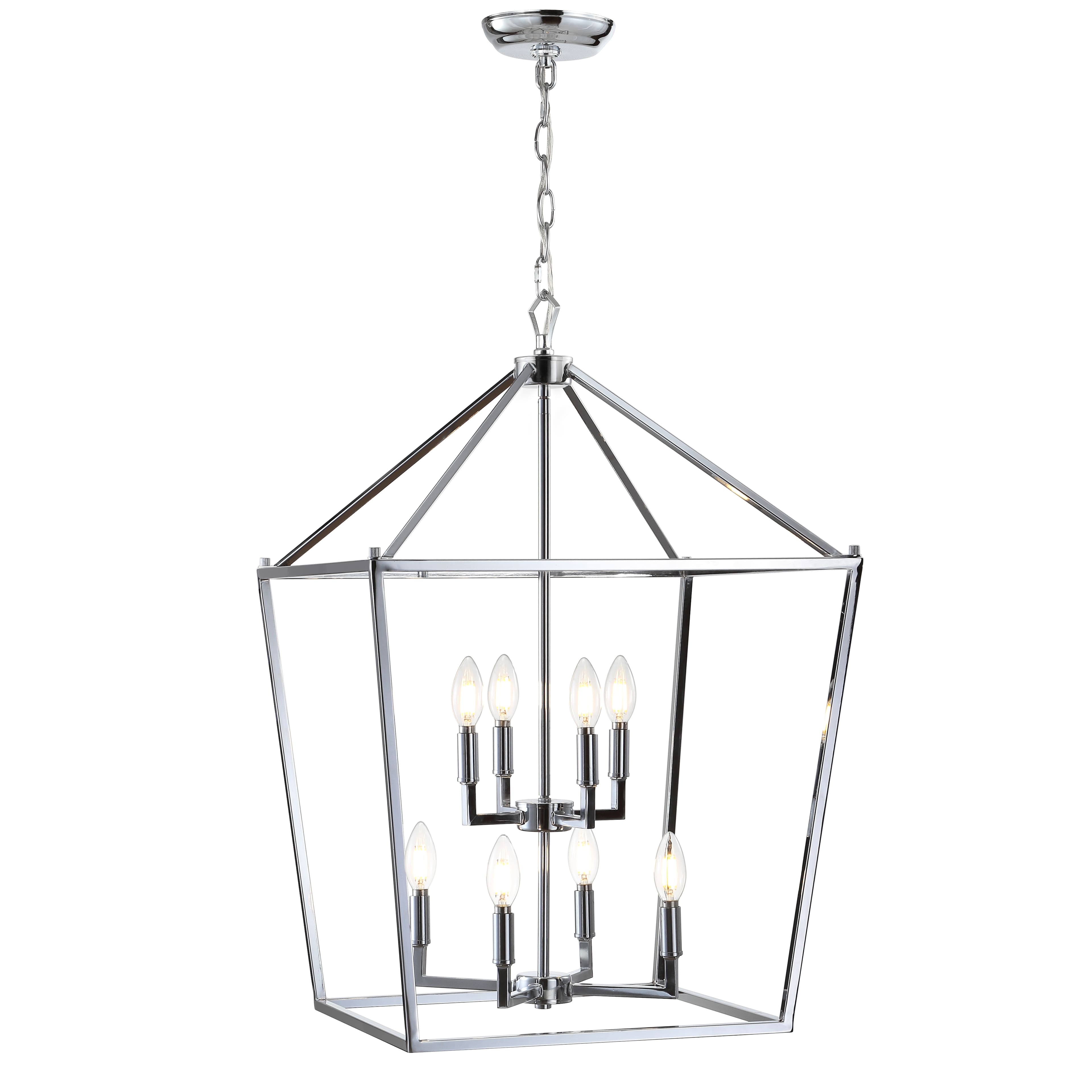 "Jonathan Y - Pagoda 20"" 8-Light Classic Traditional Metal Cage Lantern LED Pendant - Chrome" price history on PriceWatchPro