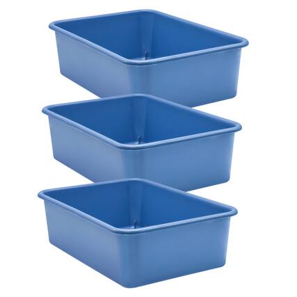Front. Teacher Created Resources - Teacher Created Resources Slate Blue Large Plastic Storage Bin, Pack of 3.