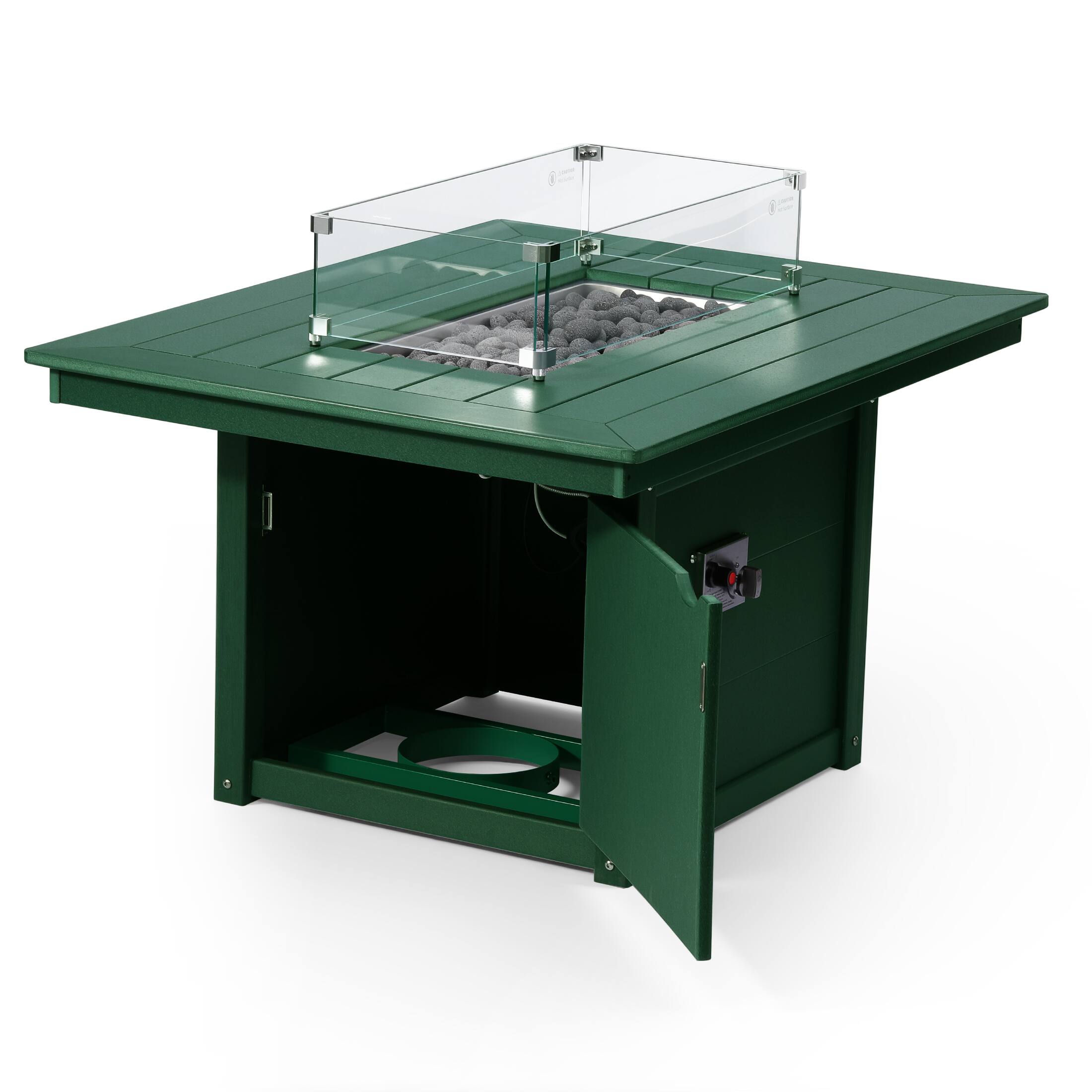 Left. WestinTrends - WestinTrends Helios 46" Modern Outdoor 55,000 BTU Patio Gas Propane Rectangle Deck Fire Pit Table - Dark Green.