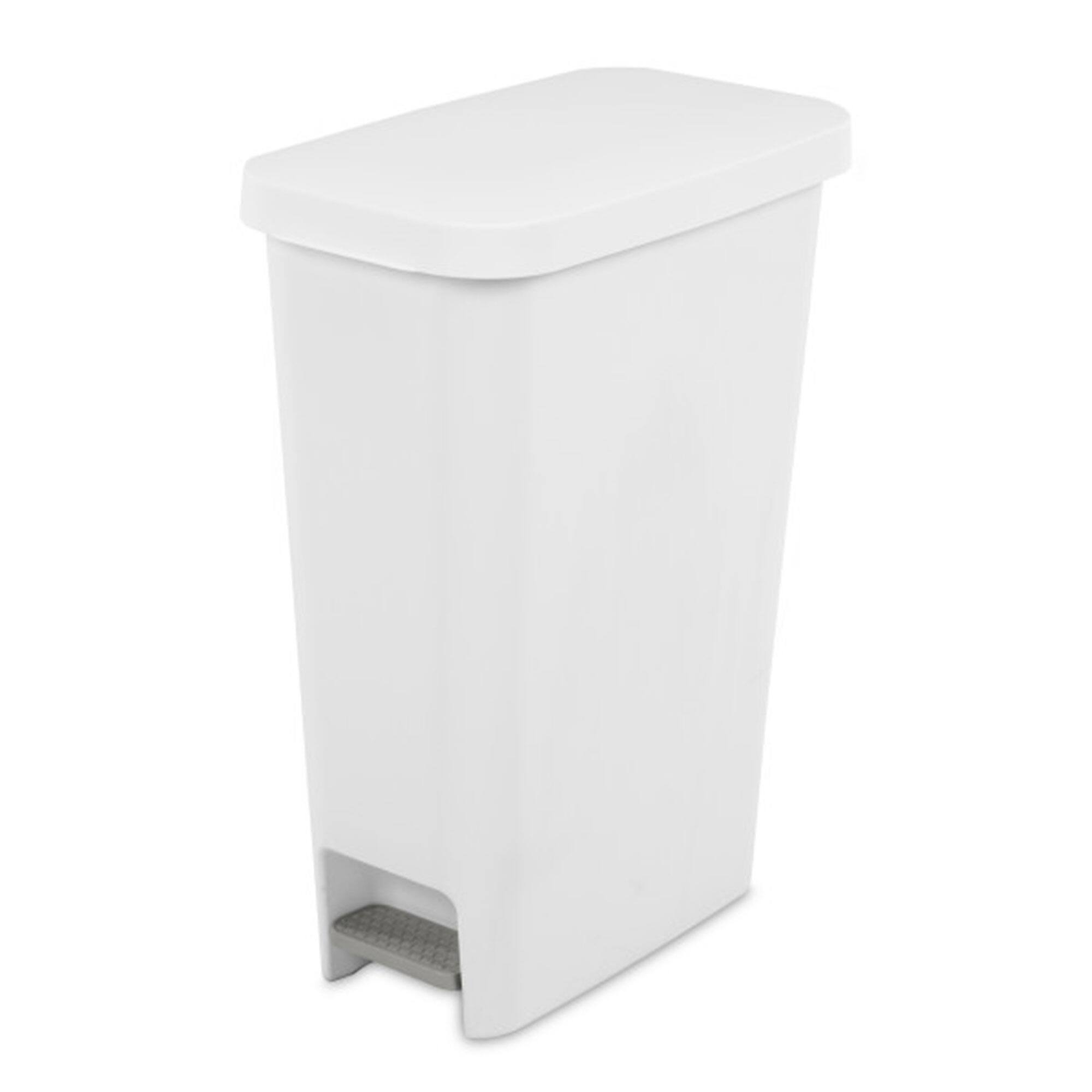 Sterilite - 11 Gal. Slim Hands Free Portable Wastebasket Trash Can, (4 Pack) - White