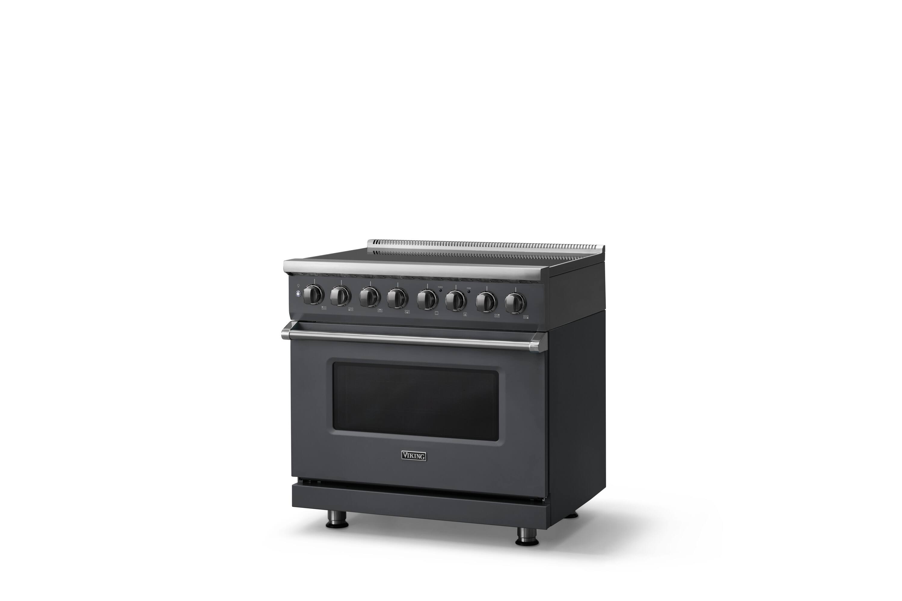 Angle. Viking - 36 in. Wide 6 Elements Pro 5 Series 5.6 Cu. Ft. Freestanding Induction Convection Range - Cast Black - Cast Black.