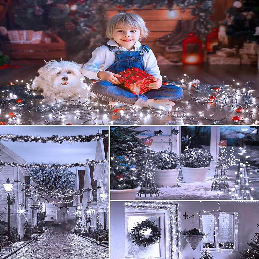 Back. RTMB - Outdoor Solar String Lights: 40FT 100 LED String Lights with 8 Lighting Modes - Pure White 40 ft..