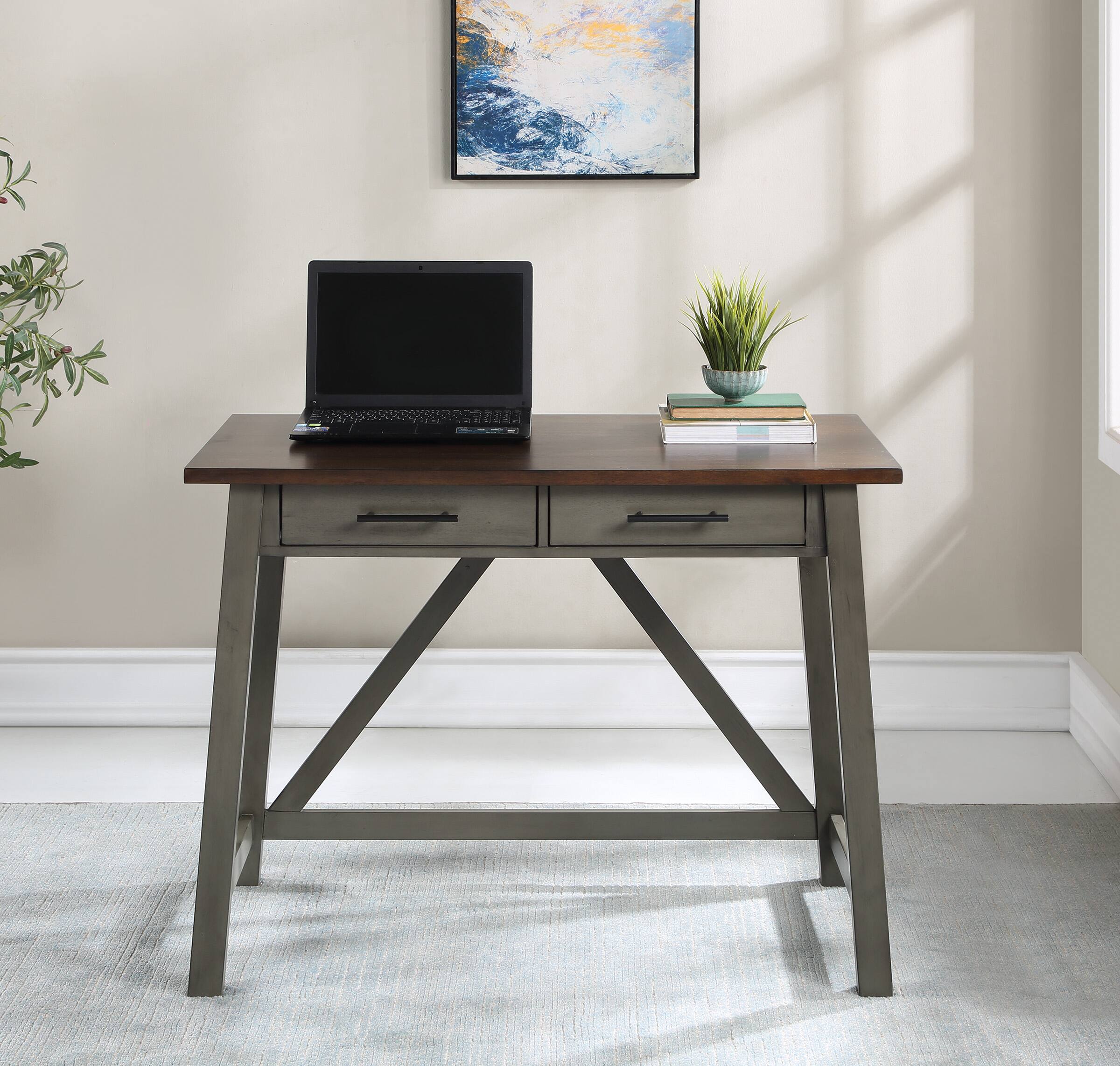 Alt View 14. OSP Home Furnishings - Milford Rustic Writing Desk - Slate Grey.