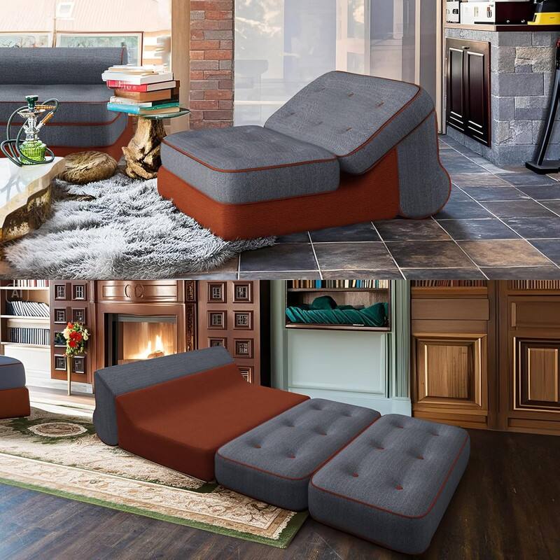 Alt View 4. wowmax - 3 in 1 Convertible Sleeper Sofa Bed 48" W 71" L Futon Sofa Bed Folding Couch, Ideal for Small Spaces, Living Room - Grey.
