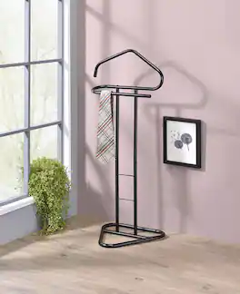 Kings Brand Furniture - Kalblins Metal Clothing Wardrobe Suit Valet Rack Stand - Black
