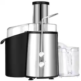 Ecooso - 2-Speed Electric Juice Extractor for Fruits and Vegetables, Fast Juicing, Easy Clean - Black + Sliver