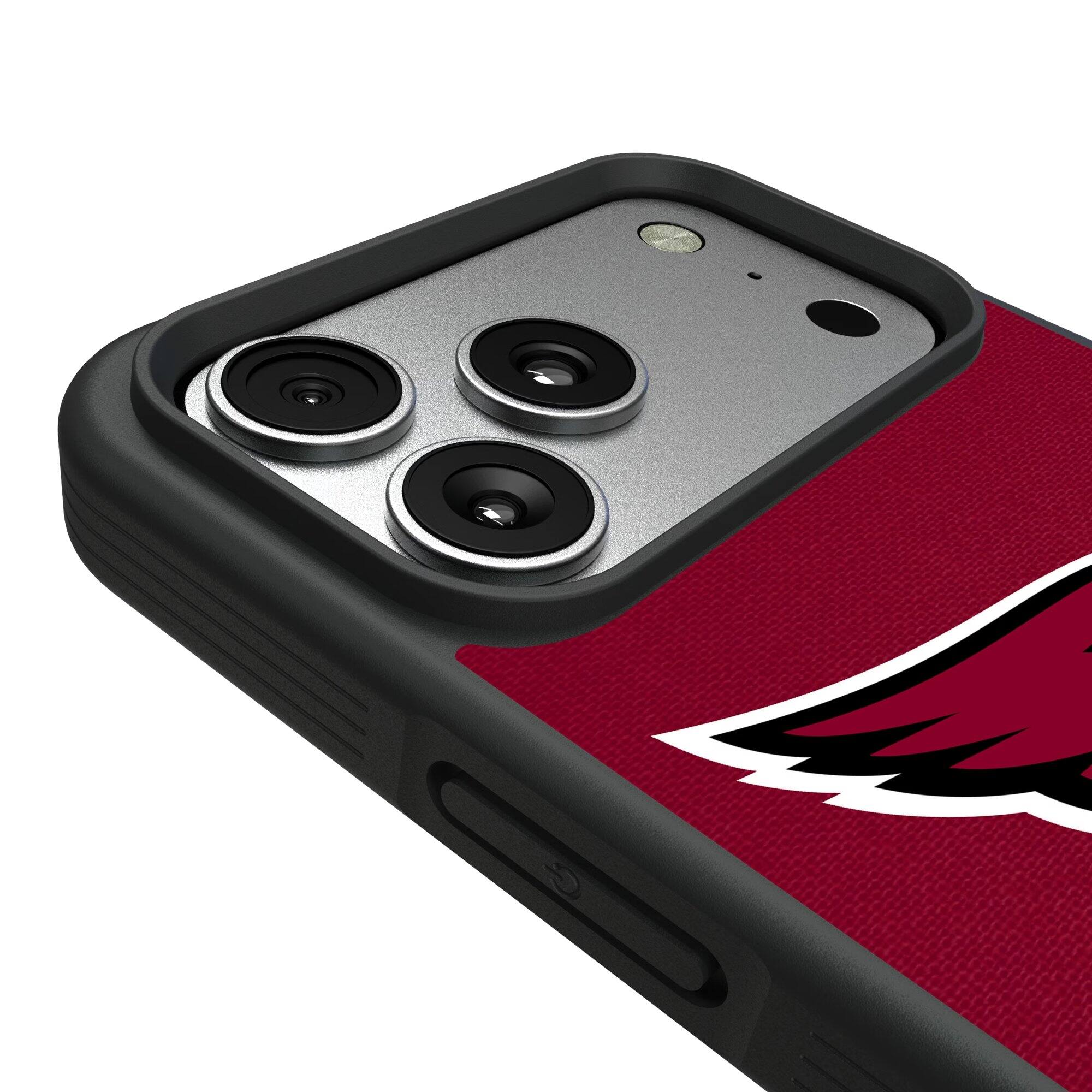 Alt View 2. Keyscaper - Arizona Cardinals iPhone Stripe Design Bump Case - 15 Pro - Multicolor.