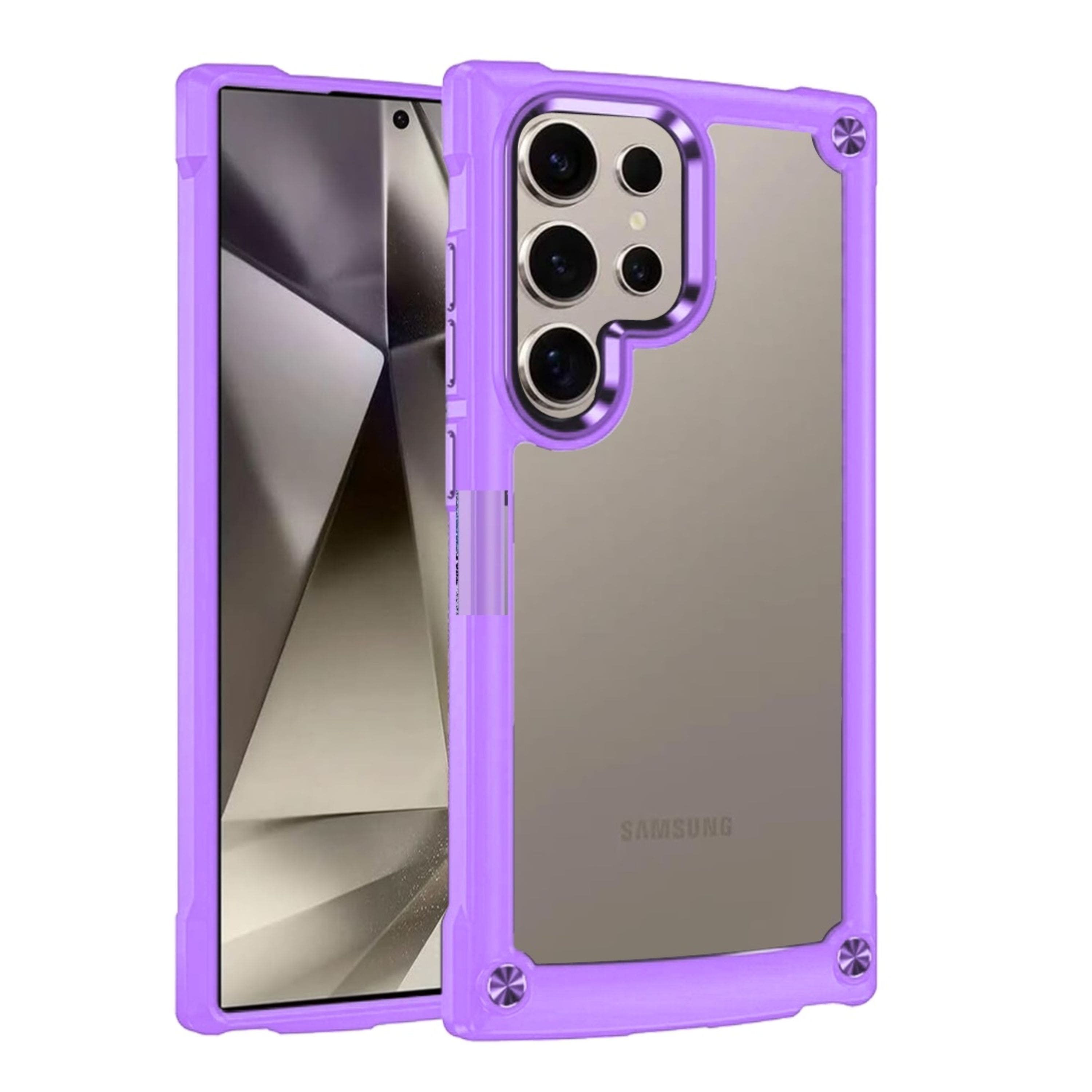 Kitcheniva - Hybrid Phone Case With Raised Bezel Metal Buttons Tempered Glass For Samsung Galaxy S25 Ultra - Light Purple price history on PriceWatchPro
