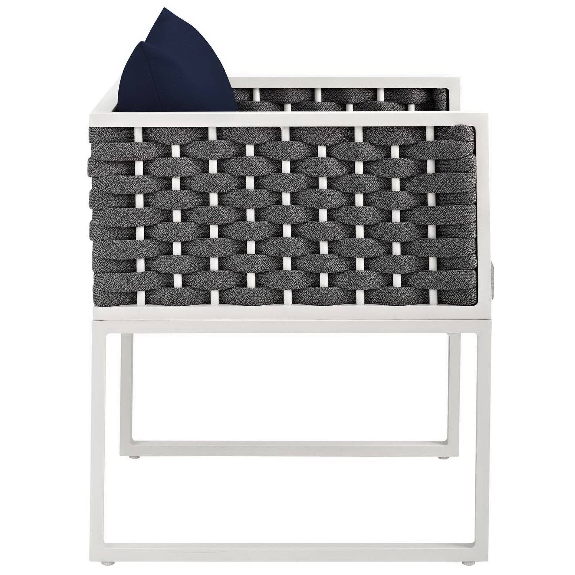 Back. Modway - Stance Outdoor Patio Aluminum Dining Armchair by Modway - White Navy.