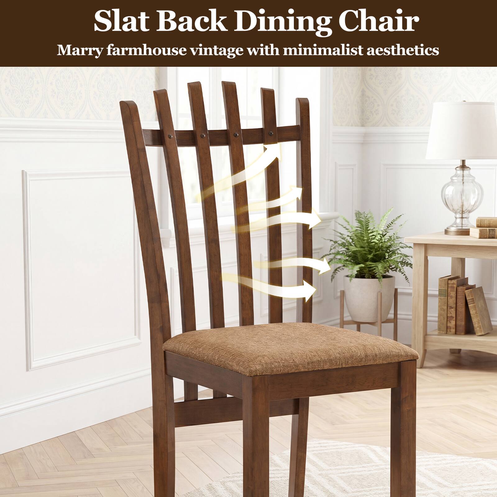 Slat Back Dining Chair  
Marry farmhouse vintage with minimalist aesthetics